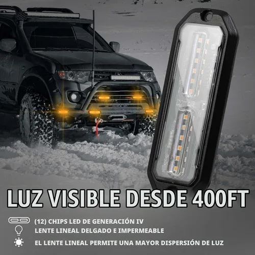 Vista 3 de WINECO Luces estroboscópicas LED ámbar para camiones, 8 piezas, 12 luces LED estroboscópicas intermitentes de montaje en superficie, kit de luces