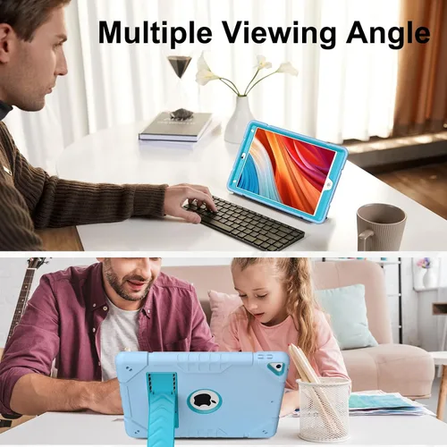 Vista 6 de Funda para iPad de 9ª/8ª/7ª generación para iPad de 10.2 pulgadas con función atril y 2 ángulos con soporte integrado para niños, a prueba