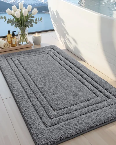Vista 15 de DEXI Tapetes de baño, 32 x 20 pulgadas, antideslizantes, lavables, absorbentes, de secado rápido, para ducha y fregadero, color beige
