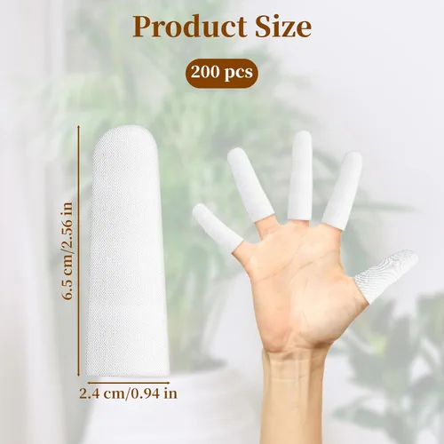 Vista 2 de 200 cunas de algodón – cunas de tela para los dedos, fundas protectoras para las puntas de los dedos, protectores de dedos blancos, protector