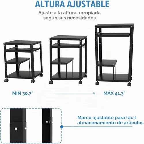 Vista 4 de Tonchean - Carrito móvil AV para estación de trabajo (4 capas)