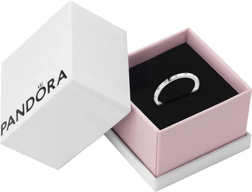 Vista 2 de Pandora Anillo de banda simple brillante - Anillo apilable para mujer, con caja de regalo