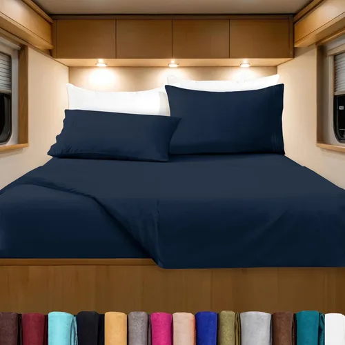 Vista 96 de Elegant Comfort Lujoso juego de sábanas de microfibra de alta calidad 1500 hoteleras bordadas de tres líneas más suaves de 4 piezas, resistente a