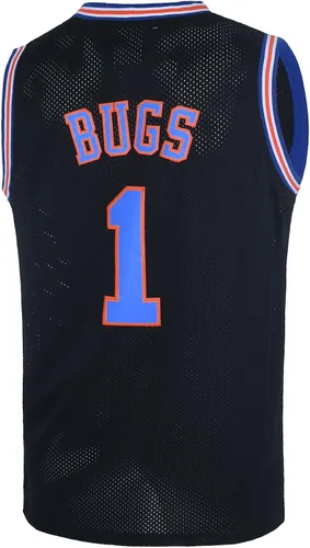 Vista 2 de TUEIKGU #1 Bugs Space Movie - Camiseta de baloncesto para hombres, ropa de hip hop de los años 90 para fiesta, traje negro, talla M, Paquete negro