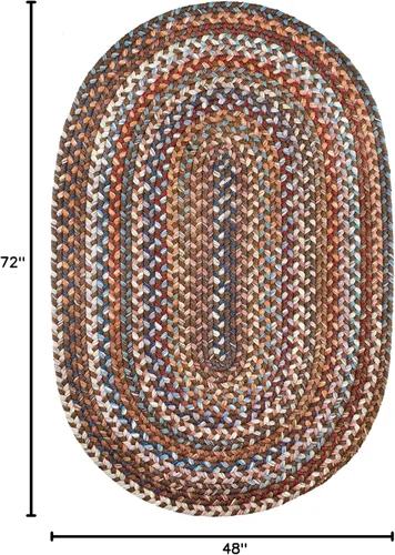 Vista 107 de Tapete reversible de lana, texturizado, grueso, trenzado. , Lana, Walnut