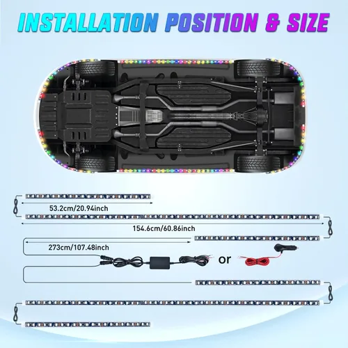 Vista 7 de Nilight 6 Piezas Tiras de Luces de Neón de Acento para Bajos del Automóvil 300 LEDs Multicolor RGB-IC DIY Función Activa de Sonido Modo Música