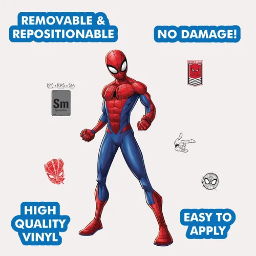 Vista 2 de Calcomanía de pared de Spider-Man de Marvel por Wall Palz, adhesivo de vinilo de 25' con interacción de realidad aumentada 3D, decoración temática
