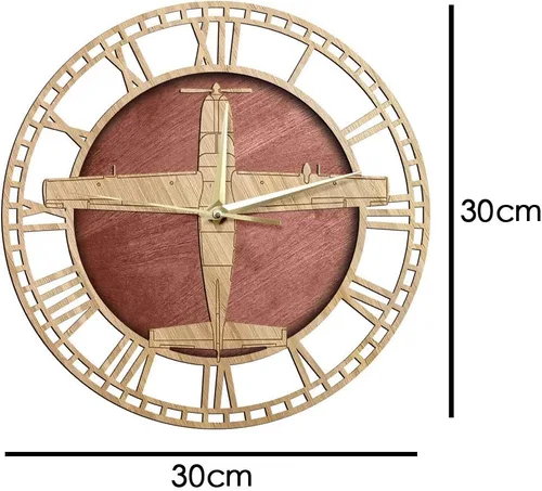 Vista 2 de The Geeky Days Cessna 208 Caravan Reloj de pared de cuarzo silencioso de madera para aviones utilitarios reloj silencioso sin tictac División