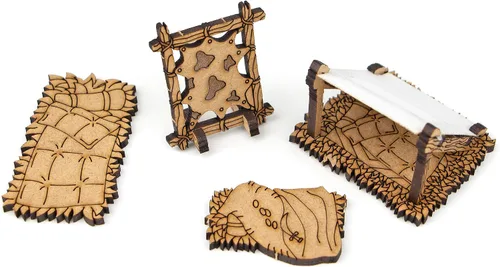 Vista 4 de TowerRex Adventurers Camp D&D Terreno, terreno de dispersión de muebles para miniaturas de 0.984 in, 1.260 in, 1.102 in, accesorios DND