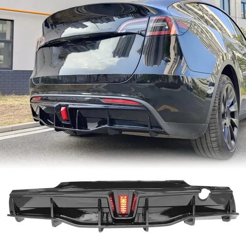 Vista 11 de FREEMOTOR802 - Difusor trasero LED para Tesla Model Y 2020-2024, impresión de carbono
