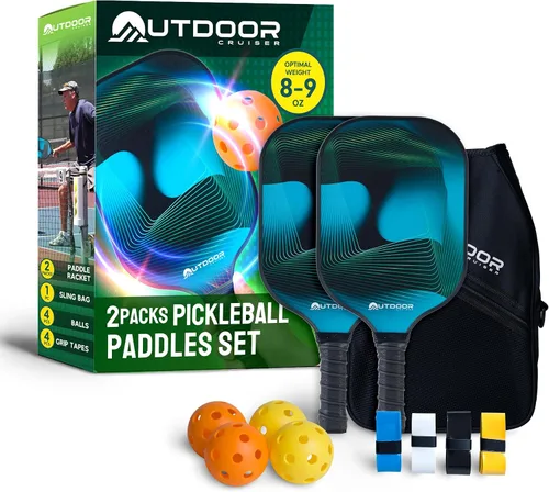 Vista 10 de Outdoor Cruiser Pickleball Paddle Set – Aprobado por USAPA, palas de fibra de vidrio de primera calidad con agarre ligero que absorbe los golpes