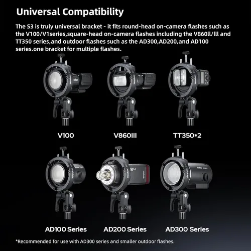 Vista 2 de Godox S3 Flash Bracket, Bowens Mount, ±90° Tilt