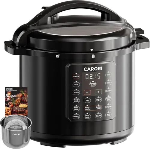 Vista 11 de Carori Olla a presión eléctrica 8 en 1, olla multifunción compacta de 3 cuartos de galón todo en 1 con olla de cerámica, salteado, cocción lenta Gris