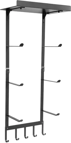 Vista 6 de Soporte de pared para esterilla de yoga, estante de almacenamiento de gimnasio en casa con estante flotante superior, 4 niveles para tapete de yoga