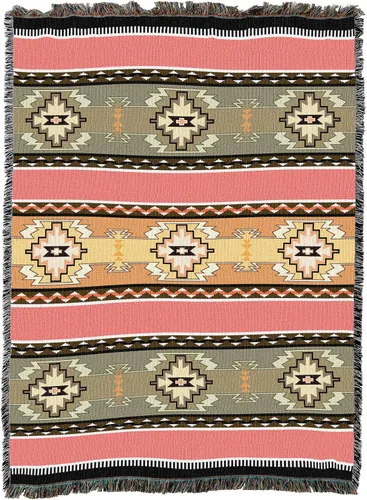 Vista 20 de Pure Country Weavers Rimrock Dusk Blanket XL – Inspirado en los nativos americanos del suroeste – Manta de regalo tejida de algodón – Fabricado