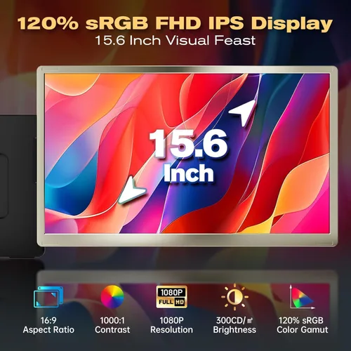 Vista 2 de Teamgee Triple - Extensor de pantalla para laptop, USB-C HDMI Plug and Play Monitor portátil