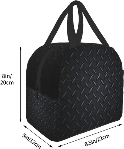 Vista 4 de Bolsa de almuerzo para mujeres y hombres, lonchera aislada de acero negro para adultos, bolsa de almuerzo reutilizable para el trabajo, picnic