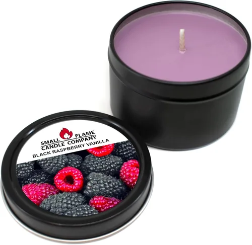 Vista 3 de Vela de soja de coco natural hecha a mano de Small Flame Candle Company (frambuesa y vainilla negra)