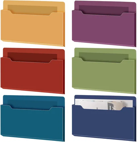Vista 25 de Fuutreo Organizador magnético de archivos de pared, 6 unidades, soporte magnético para archivos de pared, frigorífico, revistas, papel para cartas