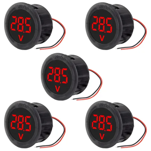 Vista 8 de 5 piezas DC 4-100V medidor de voltaje digital LED para auto, voltímetro de 2 cables redondo, medidor de voltaje y corriente digital DC, detector