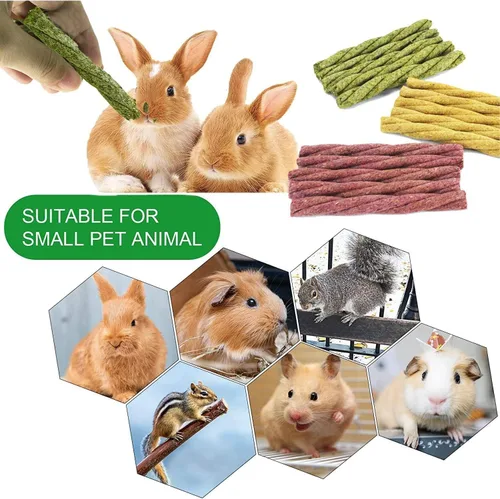 Vista 6 de 20 piezas de juguetes de conejo de sabores mixtos como un hámster Twist, golosinas comestibles para dientes de conejillo de indias