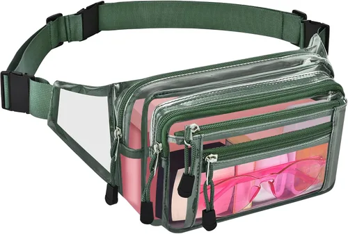 Vista 11 de Riñonera transparente aprobada por estadios para mujeres, para el trabajo, bolsa de cintura multiusos para viajes y eventos deportivos, 2 colores.