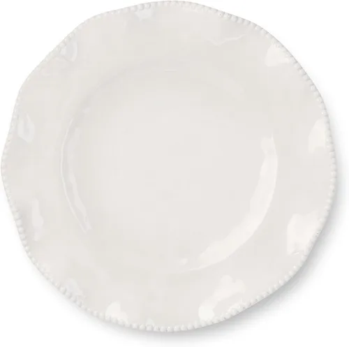 Vista 3 de Perlette - Juego de vajilla de 12 piezas con cuentas de color blanco hueso, incluye 4 platos llanos, 4 platos de ensalada, 4 cuencos