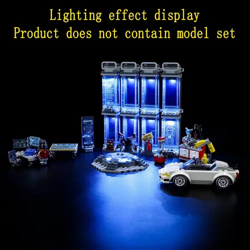 Vista 7 de GEAMENT Kit de luces LED compatible con Lego Iron Man Armory - Juego de iluminación para modelo de construcción 76216 (juego de modelos no incluidos)