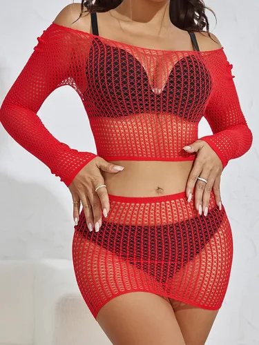 Vista 3 de Buitifo Lencería para mujer, babydoll de red, sexy, camisón de peluche, camisón