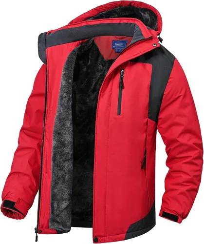 Vista 8 de Rapoo - Chaqueta impermeable de esquí para hombre, resistente al viento, chaqueta de lluvia y nieve para montaña, para invierno