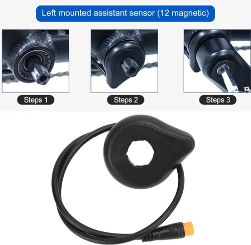 Vista 3 de Ejoyous Sensor de velocidad de pedal eléctrico, sensor de bicicletas eléctricas, multifuncional, 12 imanes, sensor de pedal eléctrico de doble