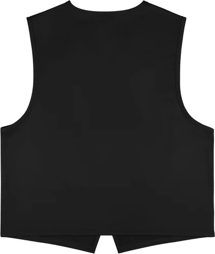 Vista 3 de TopTie Chaleco unisex sin bolsillo, chaleco victoriano, chaleco campesino, chaleco de trabajo voluntario Negro1