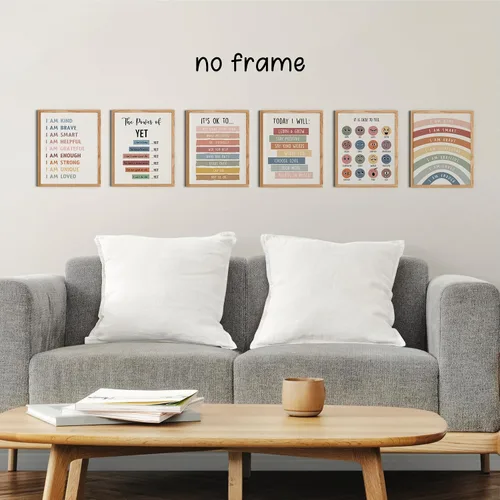 Vista 3 de Póster de arte de pared de psicología de salud mental bohemio con sentimientos educativos para niños, terapia, oficina, escuela, consejería