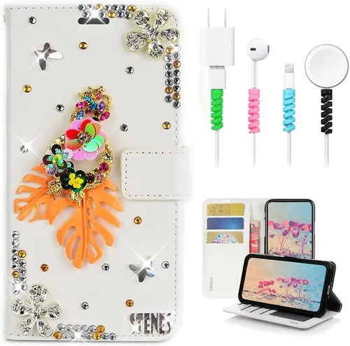 Vista 9 de Bling - Funda para teléfono móvil compatible con Samsung Galaxy S21 Ultra Case - Elegante - 3D hecha a mano libélula, con purpurina magnética