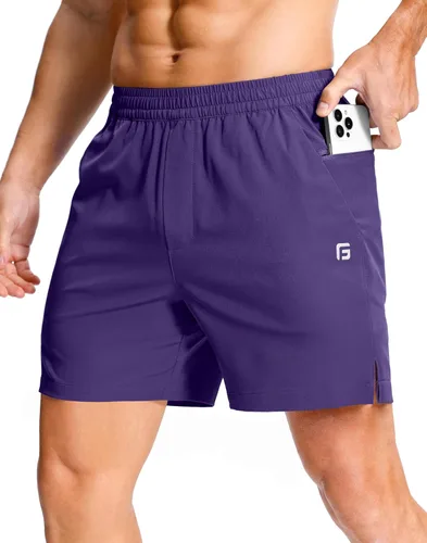Vista 24 de GGJ Pantalones cortos deportivos ligeros para hombre con 2 bolsillos con cremallera de 7/5/9 pulgadas, pantalones cortos de tenis de secado rápido