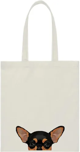 Vista 24 de WIRESTER Bolsa de lona para mujeres y niñas, bolsa de playa, comestibles y viajes, lindo perro