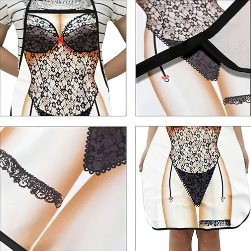 Vista 4 de HAKSEN Delantales divertidos para hombres, delantal de broma para asar para hombres y mujeres, delantal de cocina para la cocina, al aire libre