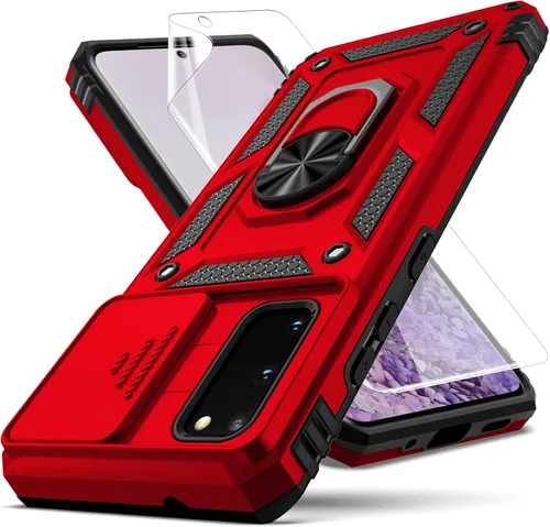 Vista 7 de Funda protectora resistente para Samsung Galaxy S20, funda protectora con cubierta deslizante para cámara deslizante, soporte giratorio magnético