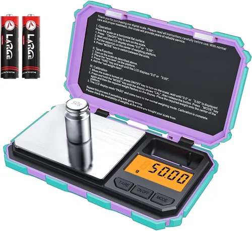 Vista 10 de Mini báscula digital (actualizada), báscula de bolsillo de 7.05 oz/0.00 oz, peso de calibración de 1.76 oz, báscula inteligente electrónica, 6