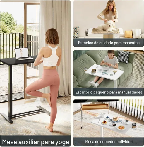 Vista 5 de FLEXISPOT Escritorio Móvil de Pie con Ruedas Escritorio Neumático para Laptop Carrito de Computadora Rodante Móvil Altura Ajustable Pequeño Negro