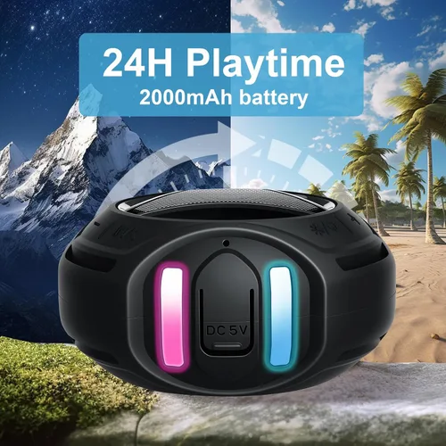 Vista 2 de Altavoz de ducha Bluetooth impermeable, altavoces Bluetooth portátiles inalámbricos, para exteriores, IPX7 flotante, micrófono integrado, tiempo