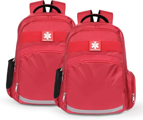 Vista 8 de Gatycallaty Mochila de primeros auxilios Emt Bolsa de primeros auxilios Vacía Ems Emergencia Salud en el Hogar Senderismo Trauma Viajes Camping Rojo