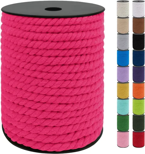 Vista 21 de JeogYong Cordón de algodón de 10mm, 22.86 metros de cuerda natural para macramé, hilo de 3 hebras torcido, cuerda para macramé para manualidades