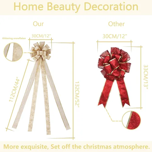 Vista 5 de RoseCraft Decoración para Árbol de Navidad, 44 x 12 Pulgadas, Adorno Artificial para Árbol de Navidad, para Familia, Boda, Fiesta de Cumpleaños