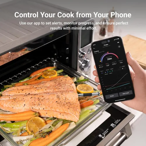 Vista 7 de ThermoMaven - Termómetro inalámbrico inteligente para carne con Bluetooth, señal Sub-1G mejorada 10 veces y estabilidad, base de pantalla