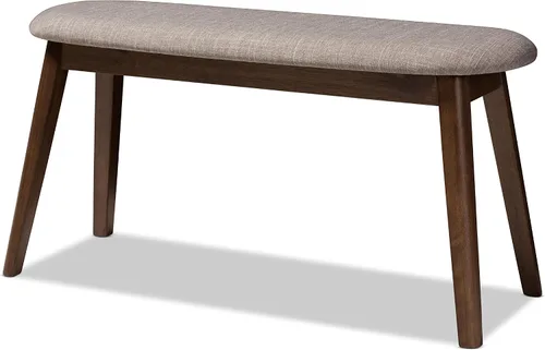 Vista 10 de Baxton Studio Easton - Banco de madera tapizado de tela gris oscuro moderno de mediados de siglo