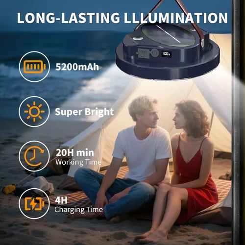 Vista 5 de Luces de camping portátiles recargables, luz LED de 5000 lm para tienda de campaña de 30 W con imán, IPX4 impermeable, linterna de campamento, falla