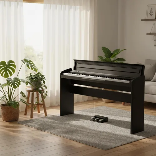 Vista 9 de Korg Piano digital LP-180, paquete negro con banco de muebles, libro de instrucciones, DVD instructivo de Austin Bazaar y paño de pulido