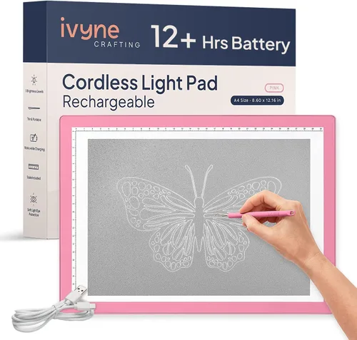 Vista 10 de iVyne Almohadilla de luz con cable para desmalezar vinilo, caja de luz A4 para dibujo, tablero de luz para trazar, caja de luz para pintura de Negro