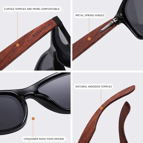 Vista 3 de Zebra - Gafas de sol polarizadas de bambú de madera para hombres y mujeres - Gafas de sol con patillas de madera S5029
